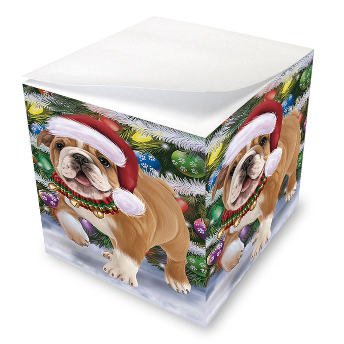 Trotting in the Snow Bulldog Note Cube NOC54719