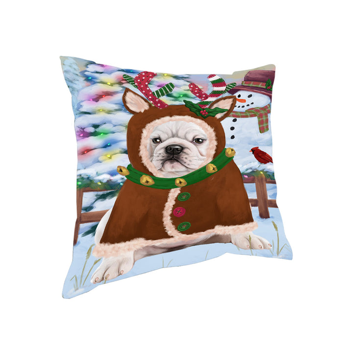 Christmas Gingerbread House Candyfest Bulldog Pillow PIL79180