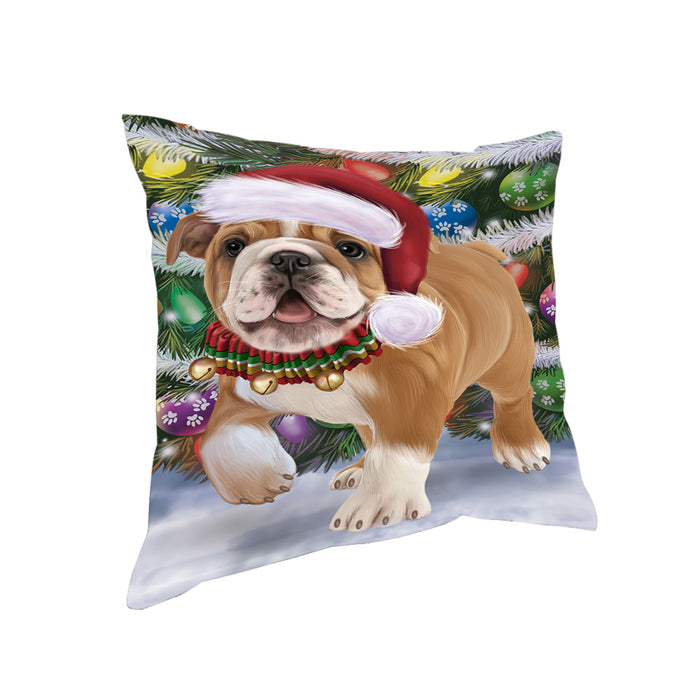 Trotting in the Snow Bulldog Pillow PIL80880
