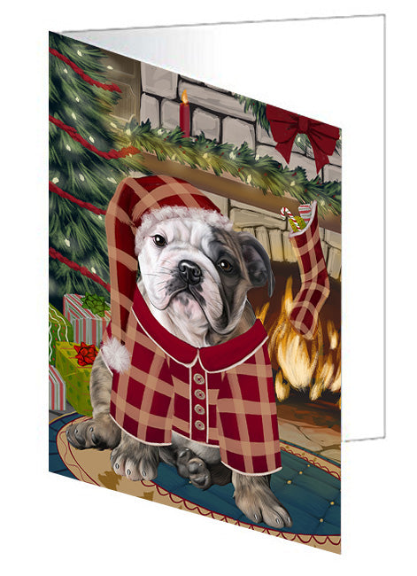 The Stocking was Hung Bullmastiff Dog Handmade Artwork Assorted Pets Greeting Cards and Note Cards with Envelopes for All Occasions and Holiday Seasons GCD70286