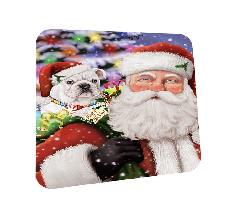 Santa Carrying Bulldog and Christmas Presents Coasters Set of 4 CST53928