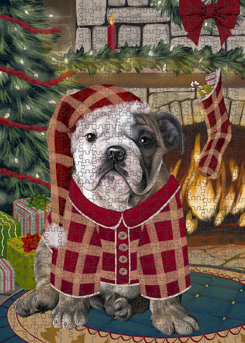 The Stocking was Hung Bulldog Puzzle with Photo Tin PUZL89220