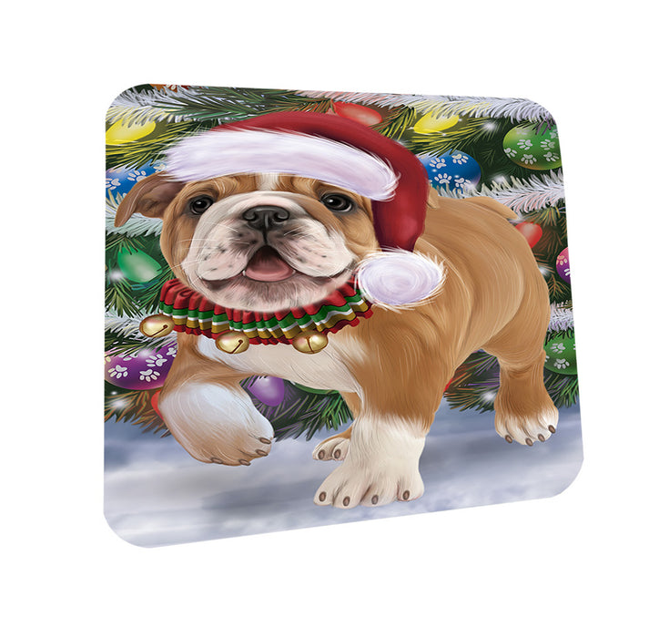 Trotting in the Snow Bulldog Coasters Set of 4 CST56605