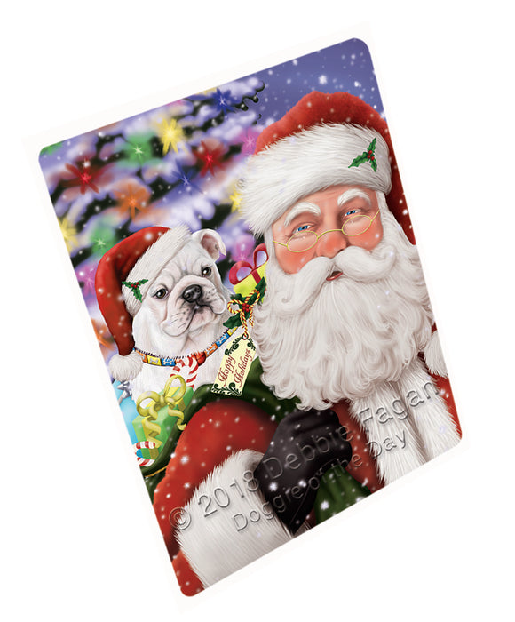 Santa Carrying Bulldog and Christmas Presents Large Refrigerator / Dishwasher Magnet RMAG84702