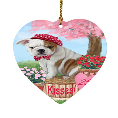 Rosie 25 Cent Kisses Bulldog Heart Christmas Ornament HPOR56780
