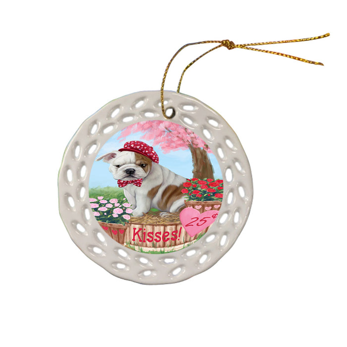 Rosie 25 Cent Kisses Bulldog Ceramic Doily Ornament DPOR56780