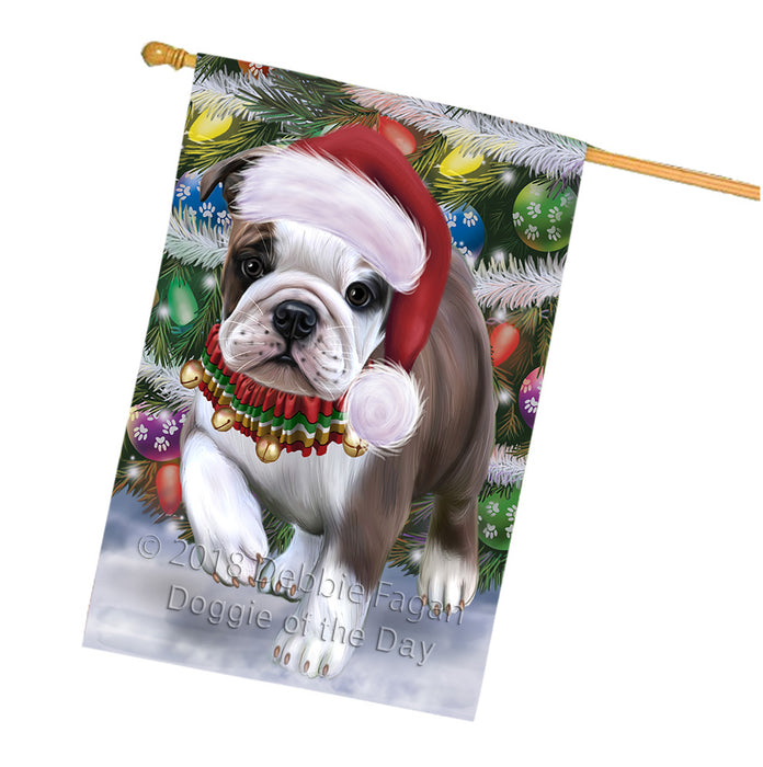 Trotting in the Snow Bulldog House Flag FLG57332
