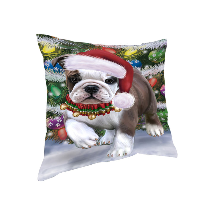 Trotting in the Snow Bulldog Pillow PIL80884