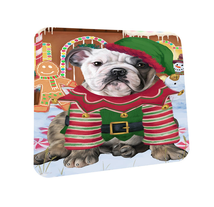 Christmas Gingerbread House Candyfest Bulldog Coasters Set of 4 CST56181
