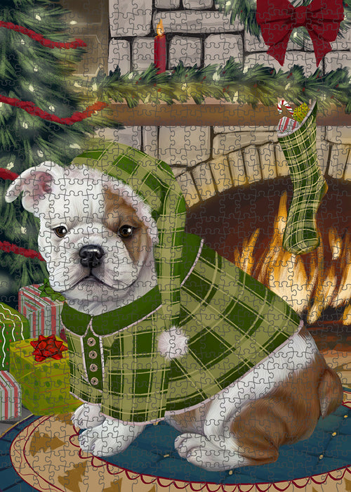 The Stocking was Hung Bulldog Puzzle with Photo Tin PUZL89224