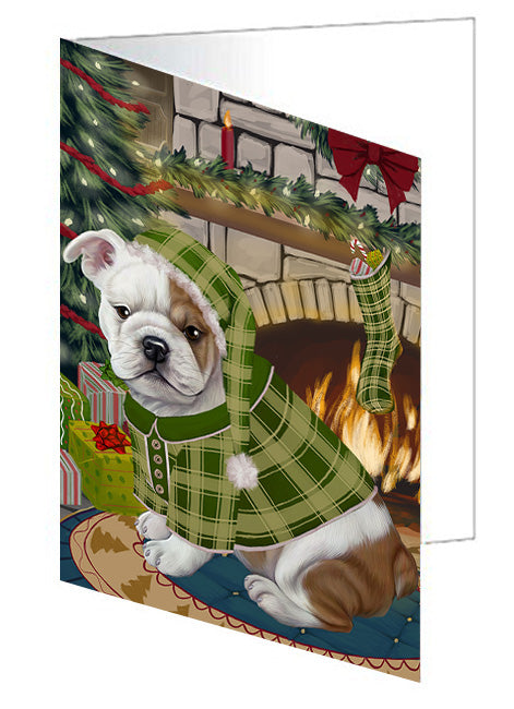 The Stocking was Hung Bullmastiff Dog Handmade Artwork Assorted Pets Greeting Cards and Note Cards with Envelopes for All Occasions and Holiday Seasons GCD70283