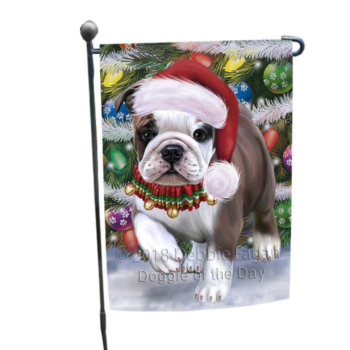 Trotting in the Snow Bulldog Garden Flag GFLG57276