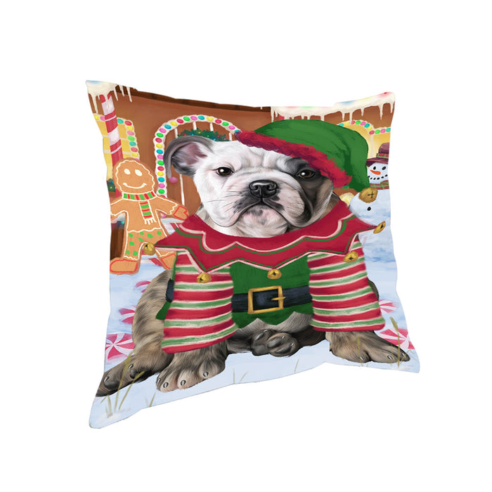 Christmas Gingerbread House Candyfest Bulldog Pillow PIL79184