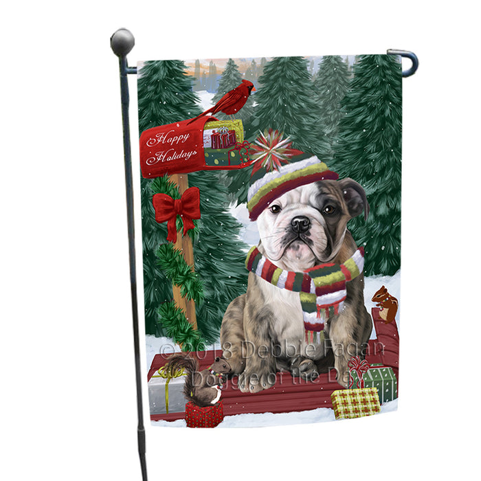 Merry Christmas Woodland Sled Bulldog Garden Flag GFLG55171