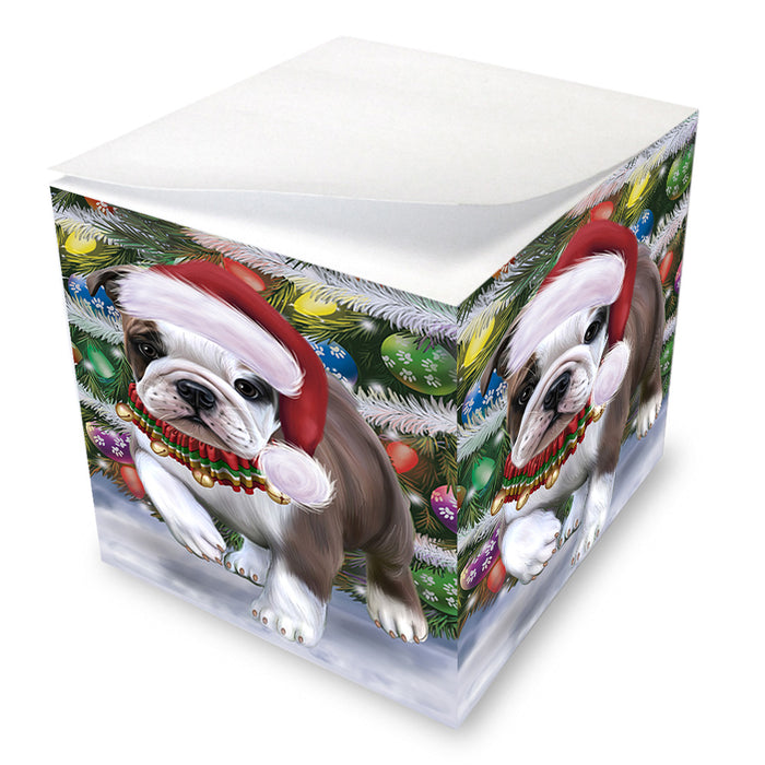Trotting in the Snow Bulldog Note Cube NOC54720