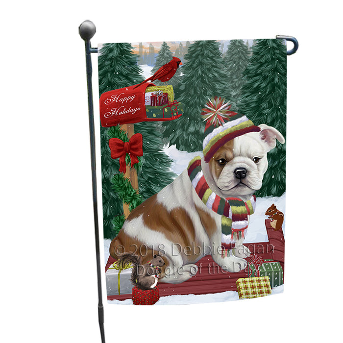 Merry Christmas Woodland Sled Bulldog Garden Flag GFLG55172