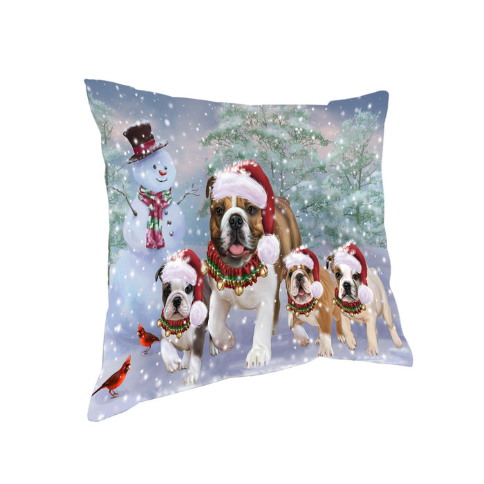 Christmas Running Family Bulldogs Dog Pillow PIL80836