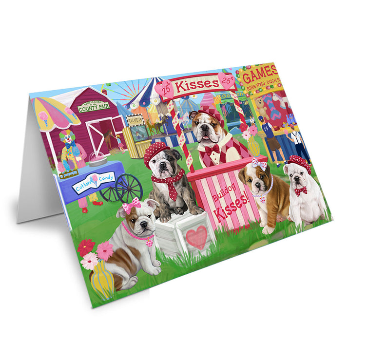 Carnival Kissing Booth Bulldogs Handmade Artwork Assorted Pets Greeting Cards and Note Cards with Envelopes for All Occasions and Holiday Seasons GCD73358