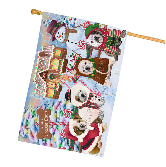 Holiday Gingerbread Cookie Shop Bulldogs House Flag FLG57071