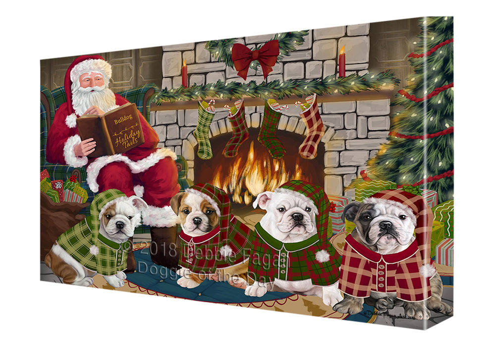 Christmas Cozy Holiday Tails Bulldogs Canvas Print Wall Art Décor CVS115928