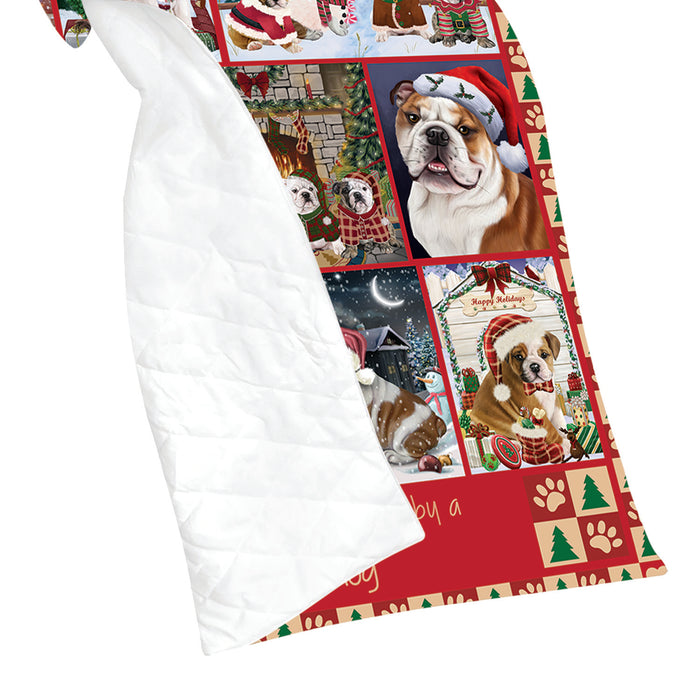 Love is Being Owned Christmas Bulldogs Quilt