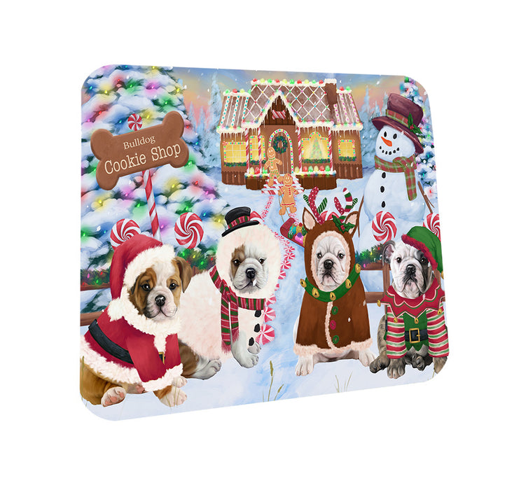 Holiday Gingerbread Cookie Shop Bulldogs Coasters Set of 4 CST56345