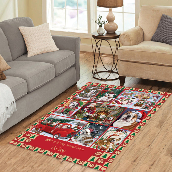Love is Being Owned Christmas Bulldogs Area Rug