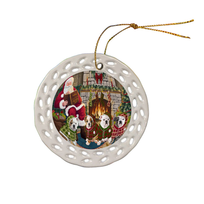 Christmas Cozy Holiday Tails Bulldogs Ceramic Doily Ornament DPOR55467