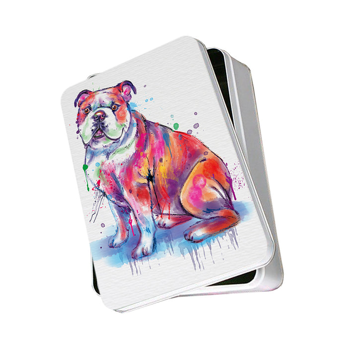 Watercolor Bulldog Photo Storage Tin PITN57021