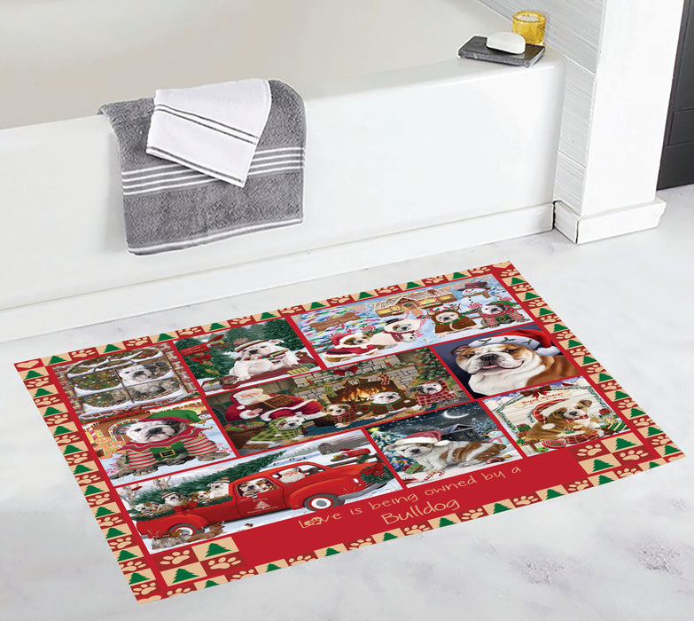 Love is Being Owned Christmas Bulldogs Bath Mat