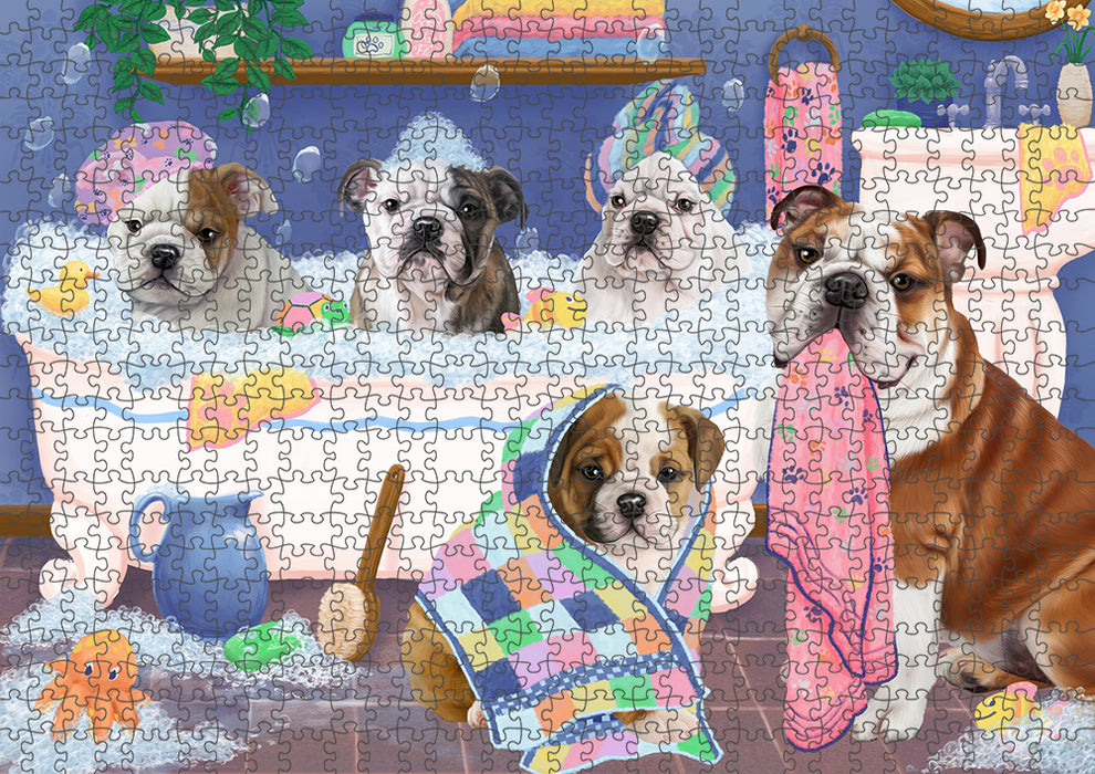 Rub A Dub Dogs In A Tub Bulldogs Puzzle with Photo Tin PUZL95300