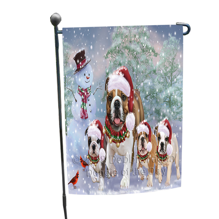 Christmas Running Family Bulldogs Dog Garden Flag GFLG57264