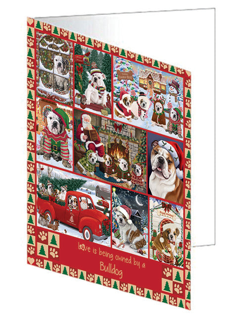 Love is Being Owned Christmas Bulldogs Handmade Artwork Assorted Pets Greeting Cards and Note Cards with Envelopes for All Occasions and Holiday Seasons GCD78860