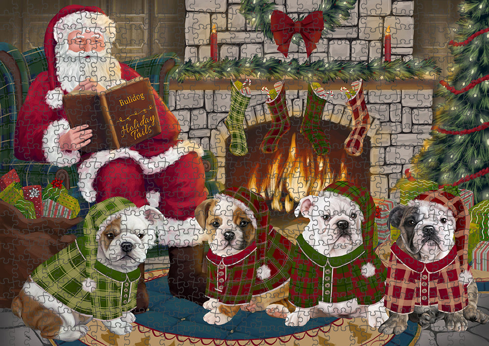 Christmas Cozy Holiday Tails Bulldogs Puzzle with Photo Tin PUZL88648