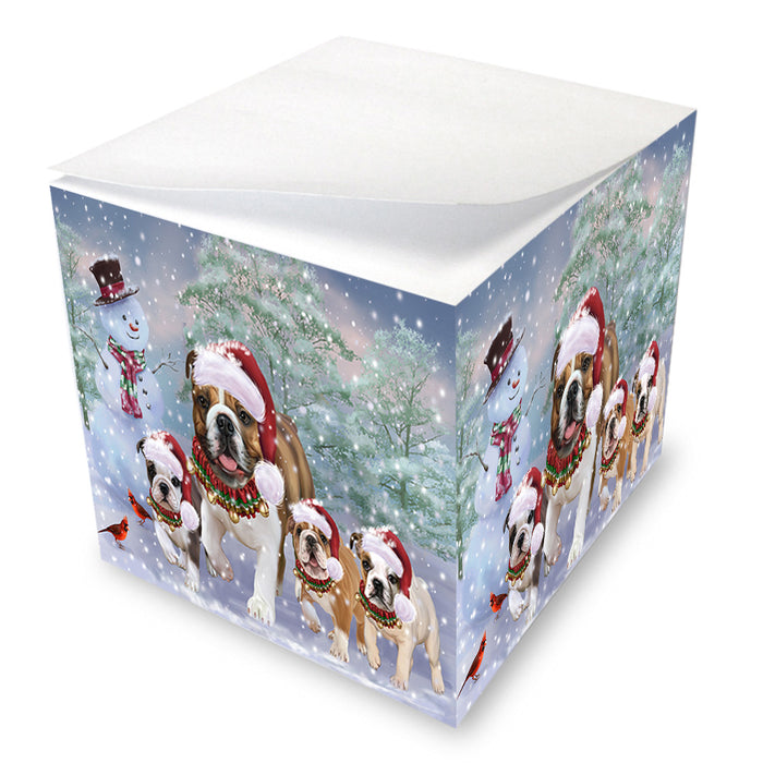 Christmas Running Family Bulldogs Dog Note Cube NOC54708