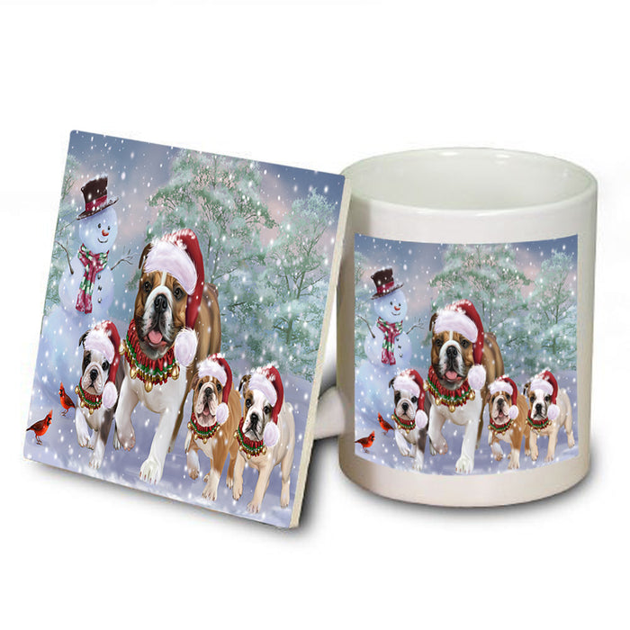 Christmas Running Family Bulldogs Dog Mug and Coaster Set MUC56628