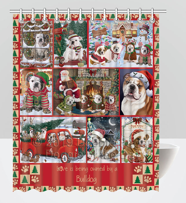 Love is Being Owned Christmas Bulldogs Shower Curtain