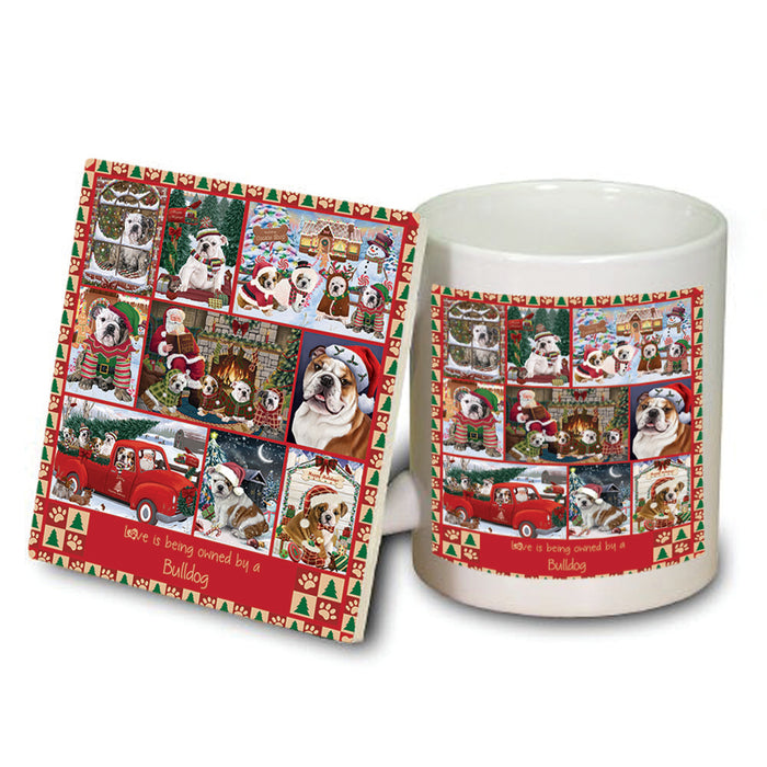 Love is Being Owned Christmas Bulldogs Mug and Coaster Set MUC57203