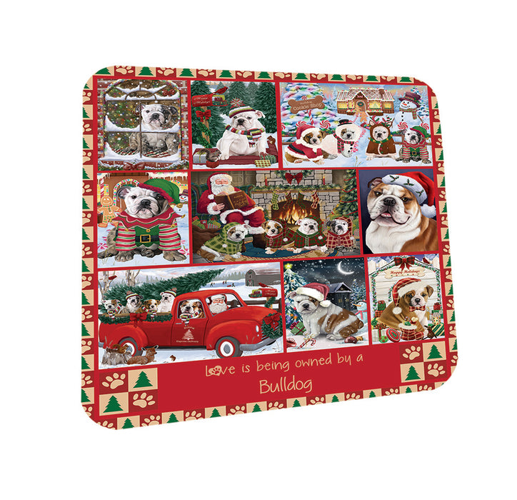 Love is Being Owned Christmas Bulldogs Coasters Set of 4 CST57169