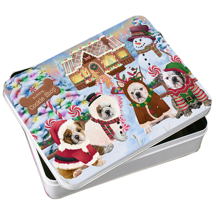 Holiday Gingerbread Cookie Shop Bulldogs Photo Storage Tin PITN56330