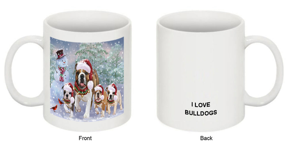 Christmas Running Family Bulldogs Dog Coffee Mug MUG52034