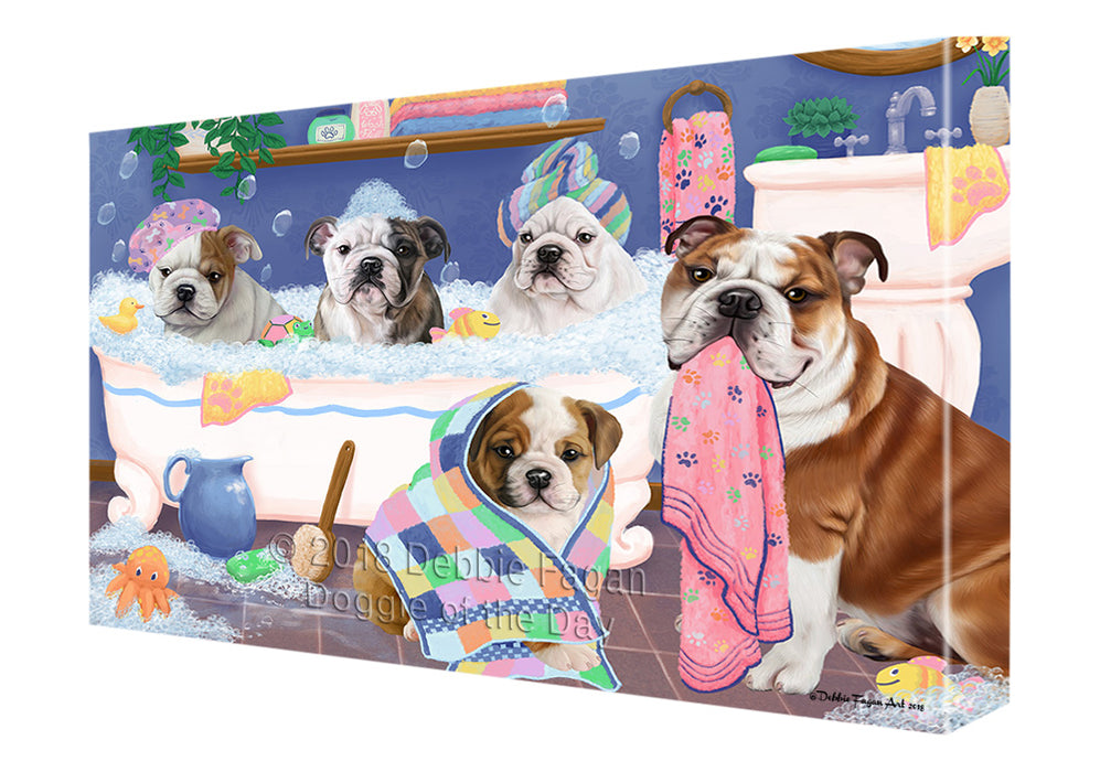 Rub A Dub Dogs In A Tub Bulldogs Canvas Print Wall Art Décor CVS133199