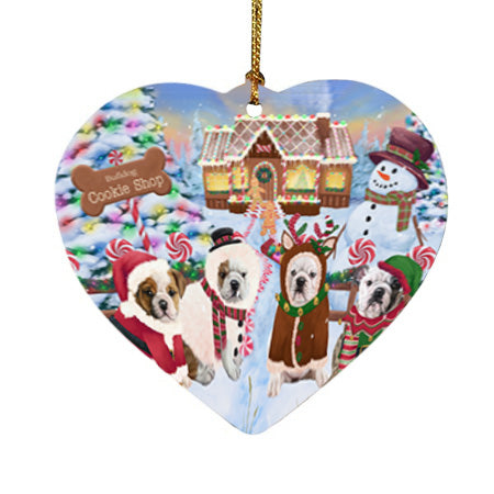 Holiday Gingerbread Cookie Shop Bulldogs Heart Christmas Ornament HPOR56743