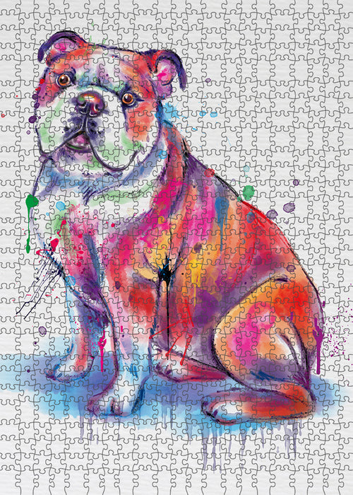 Watercolor Bulldog Puzzle with Photo Tin PUZL97120