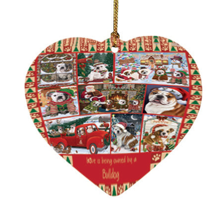 Love is Being Owned Christmas Bulldogs Heart Christmas Ornament HPOR57838