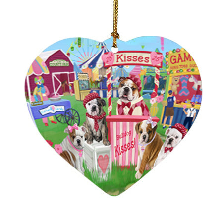 Carnival Kissing Booth Bulldogs Heart Christmas Ornament HPOR56637