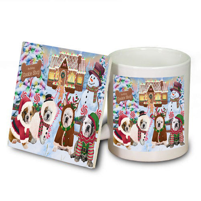 Holiday Gingerbread Cookie Shop Bulldogs Mug and Coaster Set MUC56379