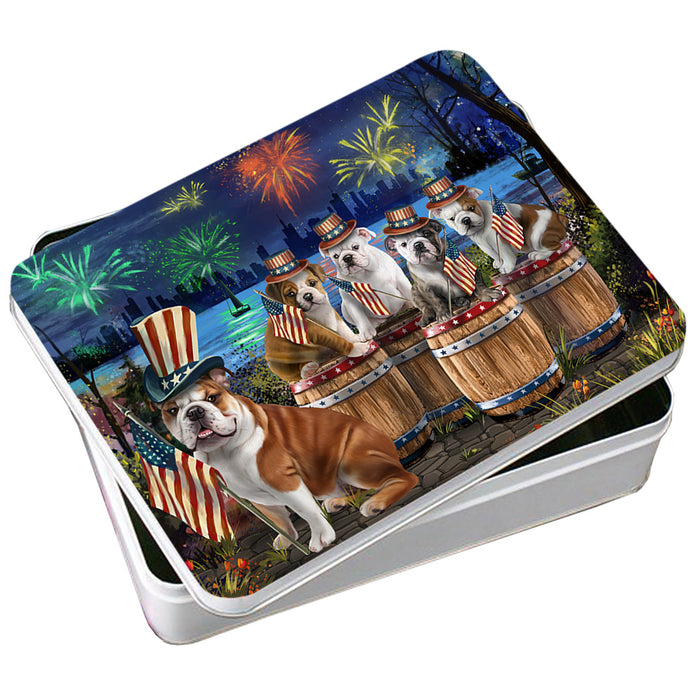 4th of July Independence Day Fireworks Bulldogs at the Lake Photo Storage Tin PITN51021