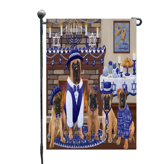 Happy Hanukkah Family Bullmastiff Dogs Garden Flag GFLG65971