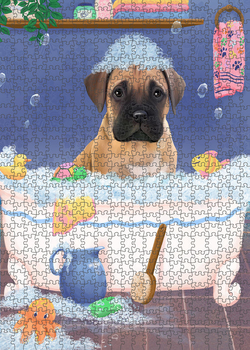 Rub A Dub Dog In A Tub Bullmastiff Dog Portrait Jigsaw Puzzle for Adults Animal Interlocking Puzzle Game Unique Gift for Dog Lover's with Metal Tin Box PZL243